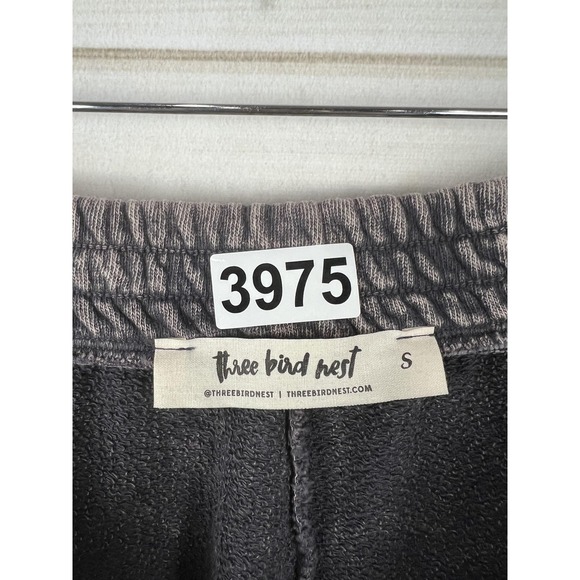 Three Bird Nest Sweatpants Womens Small Gray Wide Leg Crop Drawstring Pockets - Picture 4 of 8